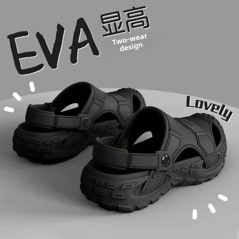 Men's Summer 2025 New Home Thick Bottom Outdoor Anti-slip Mountain Beach Head Cover Sandals Shoes EVA Material Comfortable