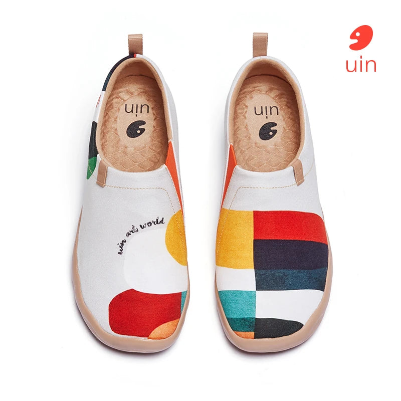 UIN Women's Casual Shoes Painted Walking Slip On Lightweight Loafers Comfortable Canvas Fashion Sneakers