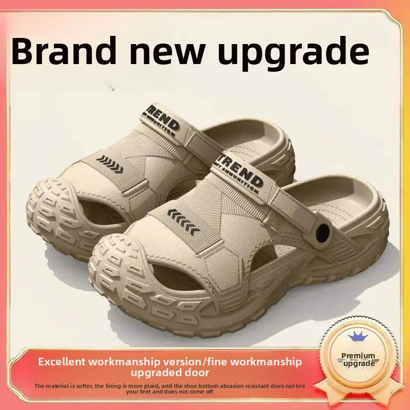 Men's Summer 2025 New Home Thick Bottom Outdoor Anti-slip Mountain Beach Head Cover Sandals Shoes EVA Material Comfortable