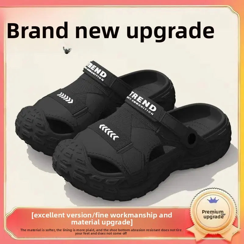 Men's Summer 2025 New Home Thick Bottom Outdoor Anti-slip Mountain Beach Head Cover Sandals Shoes EVA Material Comfortable