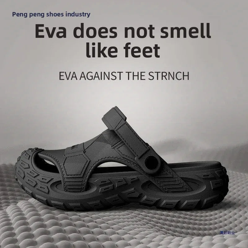 Men's Summer 2025 New Home Thick Bottom Outdoor Anti-slip Mountain Beach Head Cover Sandals Shoes EVA Material Comfortable