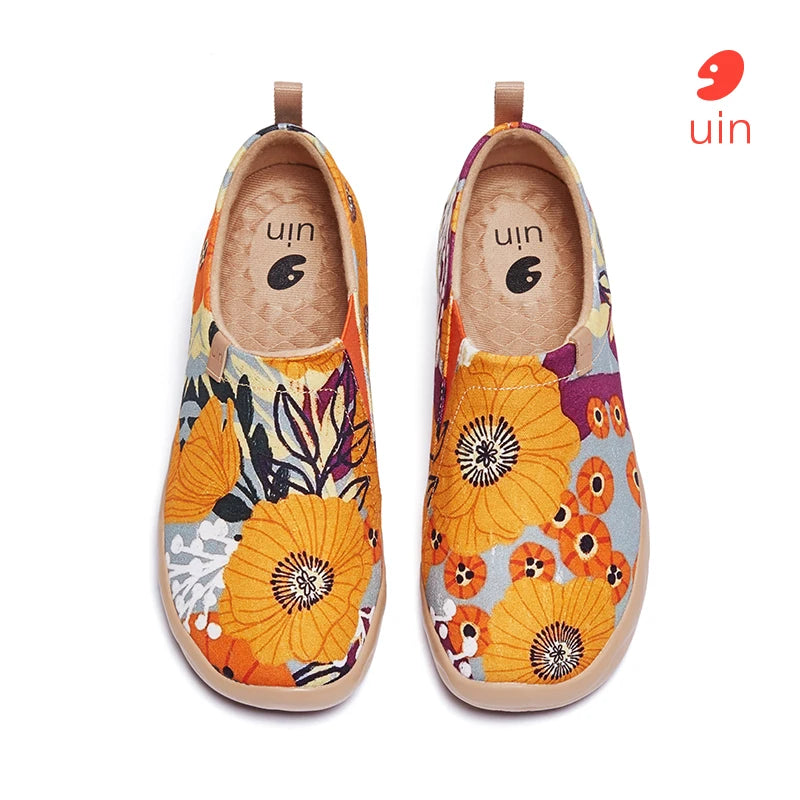UIN Women's Casual Shoes Painted Walking Slip On Lightweight Loafers Comfortable Canvas Fashion Sneakers
