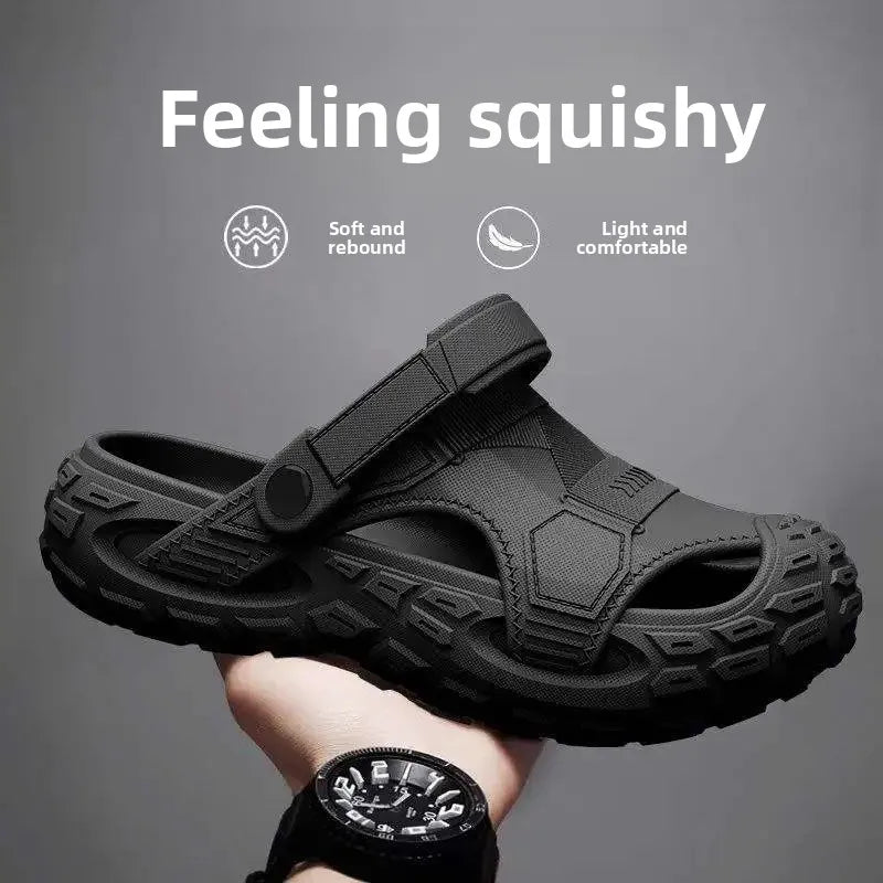 Men's Summer 2025 New Home Thick Bottom Outdoor Anti-slip Mountain Beach Head Cover Sandals Shoes EVA Material Comfortable