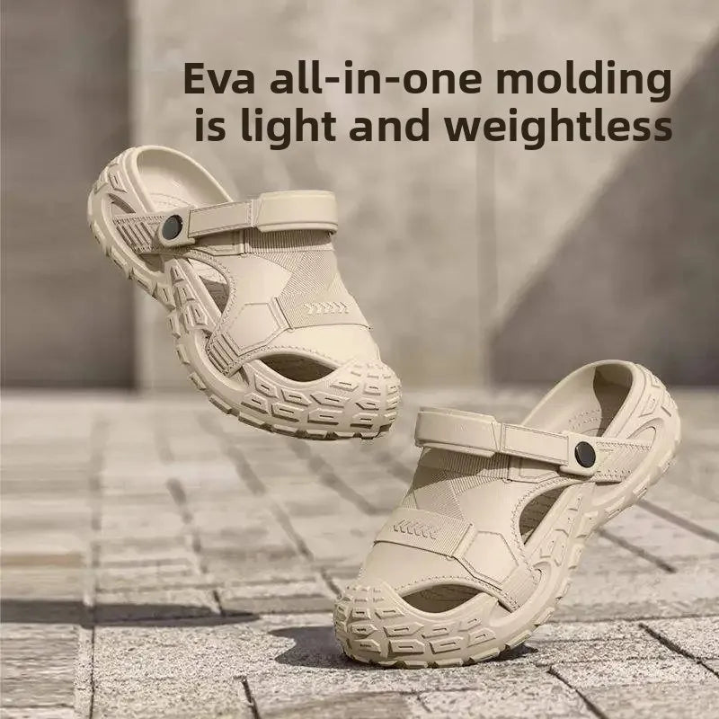 Men's Summer 2025 New Home Thick Bottom Outdoor Anti-slip Mountain Beach Head Cover Sandals Shoes EVA Material Comfortable