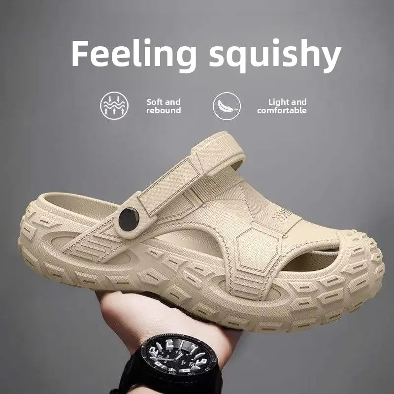Men's Summer 2025 New Home Thick Bottom Outdoor Anti-slip Mountain Beach Head Cover Sandals Shoes EVA Material Comfortable