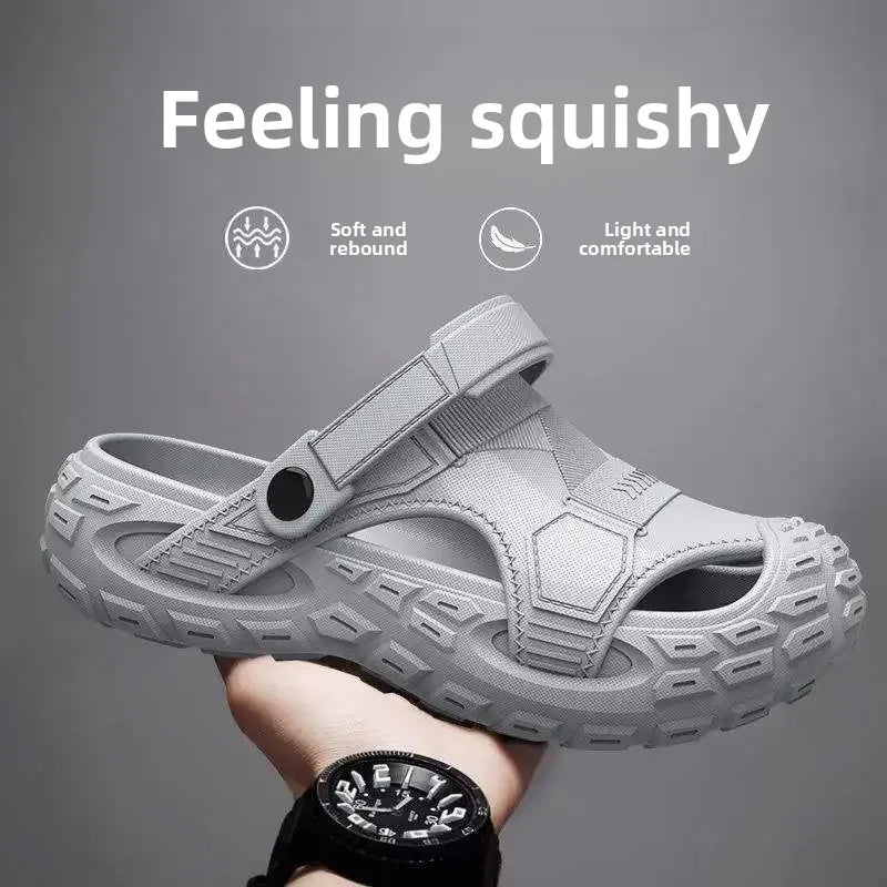 Men's Summer 2025 New Home Thick Bottom Outdoor Anti-slip Mountain Beach Head Cover Sandals Shoes EVA Material Comfortable