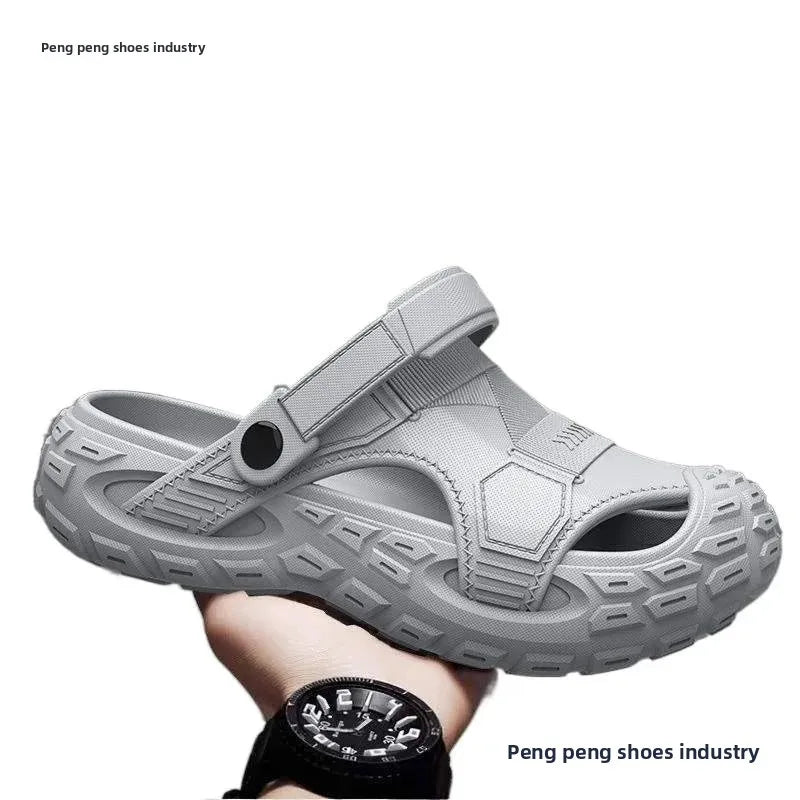 Men's Summer 2025 New Home Thick Bottom Outdoor Anti-slip Mountain Beach Head Cover Sandals Shoes EVA Material Comfortable