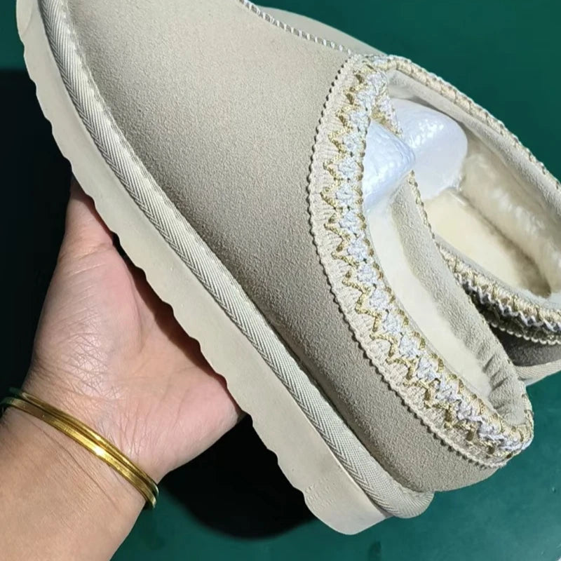 CozyStep - New Fluffy Women Boots House Flat Fashion Slippers Plush Winter Designer Shoes Home Elegant Casual Large Size Boots Women