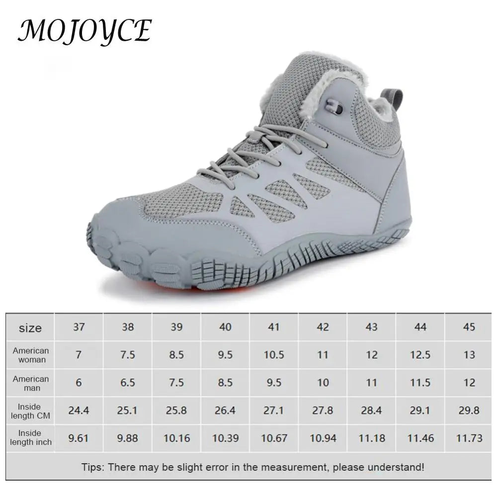 Womens Mens Winter Snow Boots Fur Lined Barefoot Shoes Waterproof Walking Shoes Anti-Slip Outdoor Booties